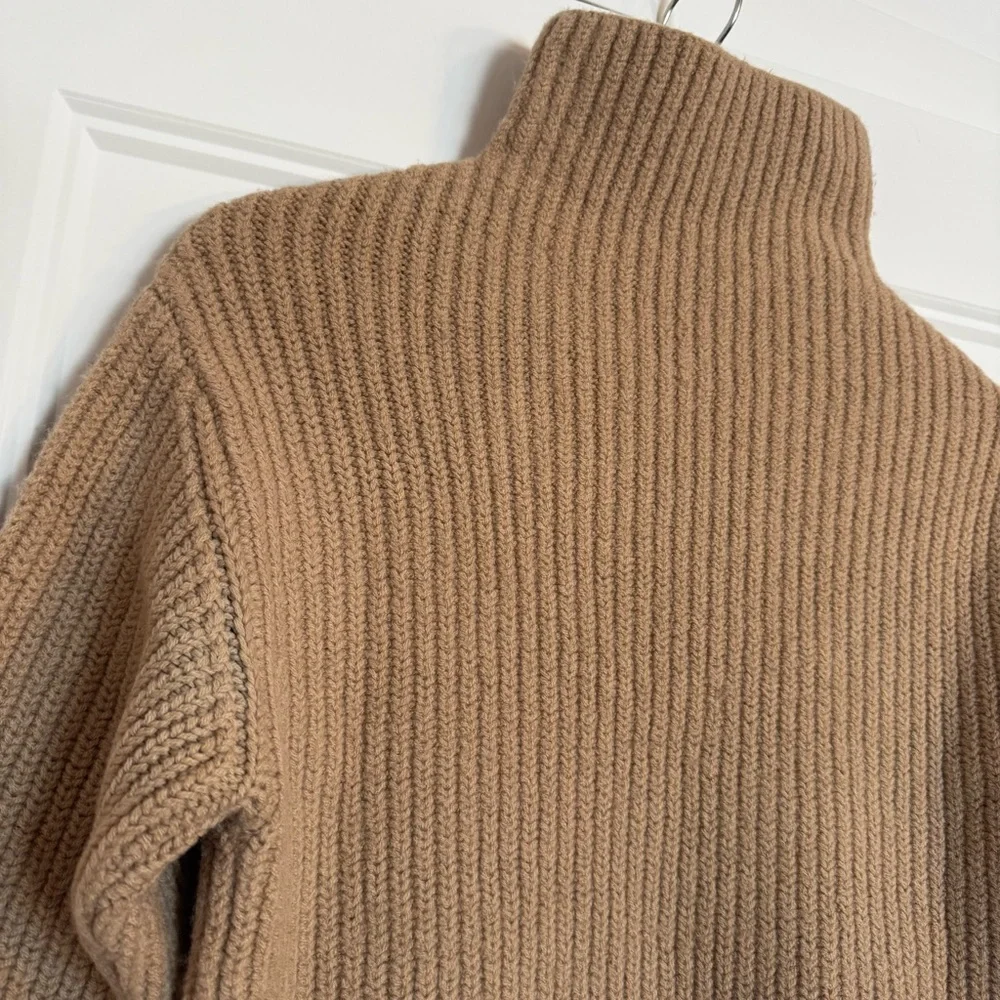 Aritzia Wilfred Montpellier Turtleneck Sweater 100% Merino Wool XS Beige/Caramel - Picture 6 of 11